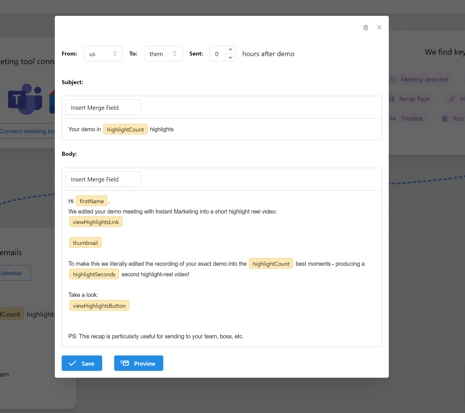 Configuring an email